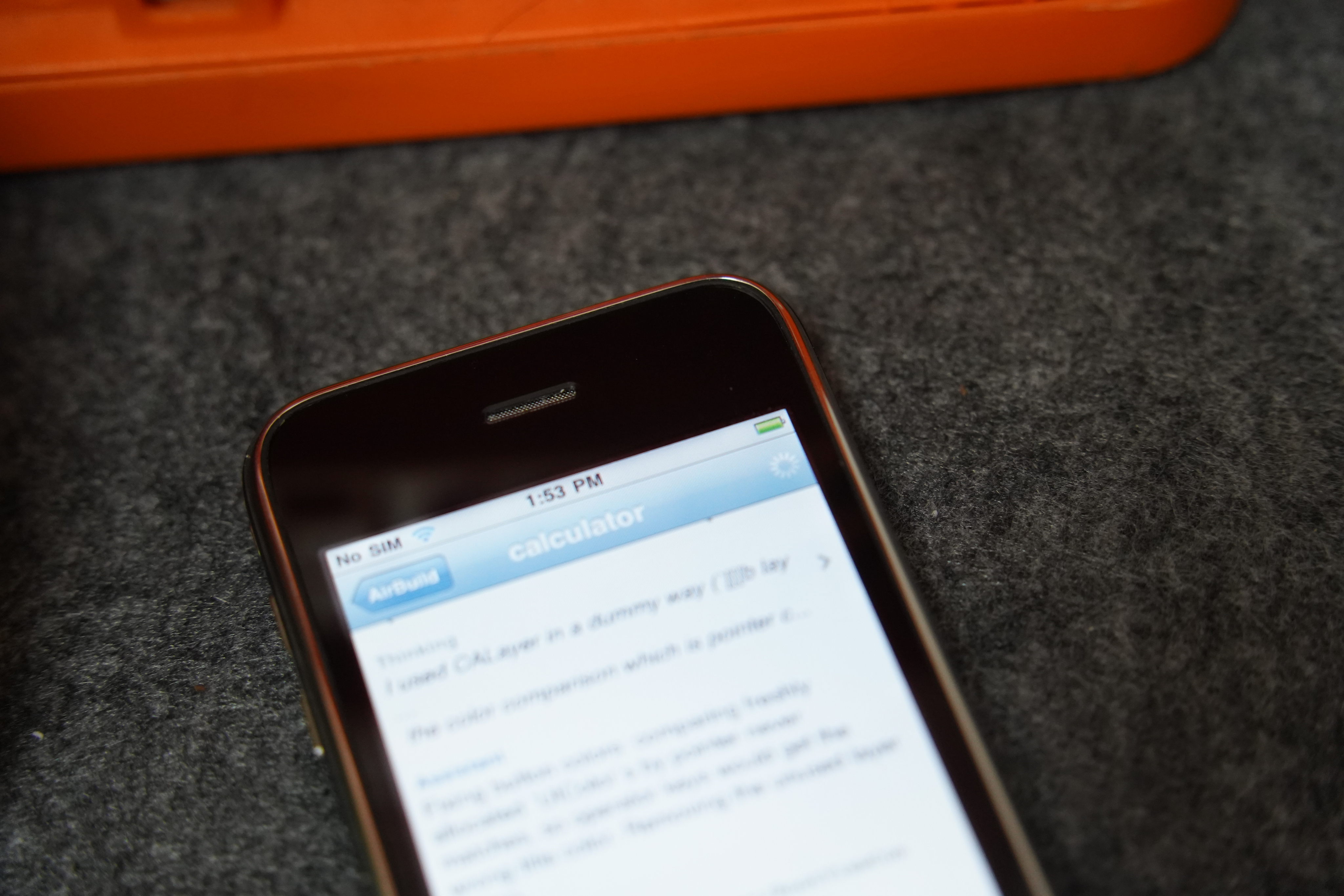 AirBuild working on the calculator project on an iPhone.