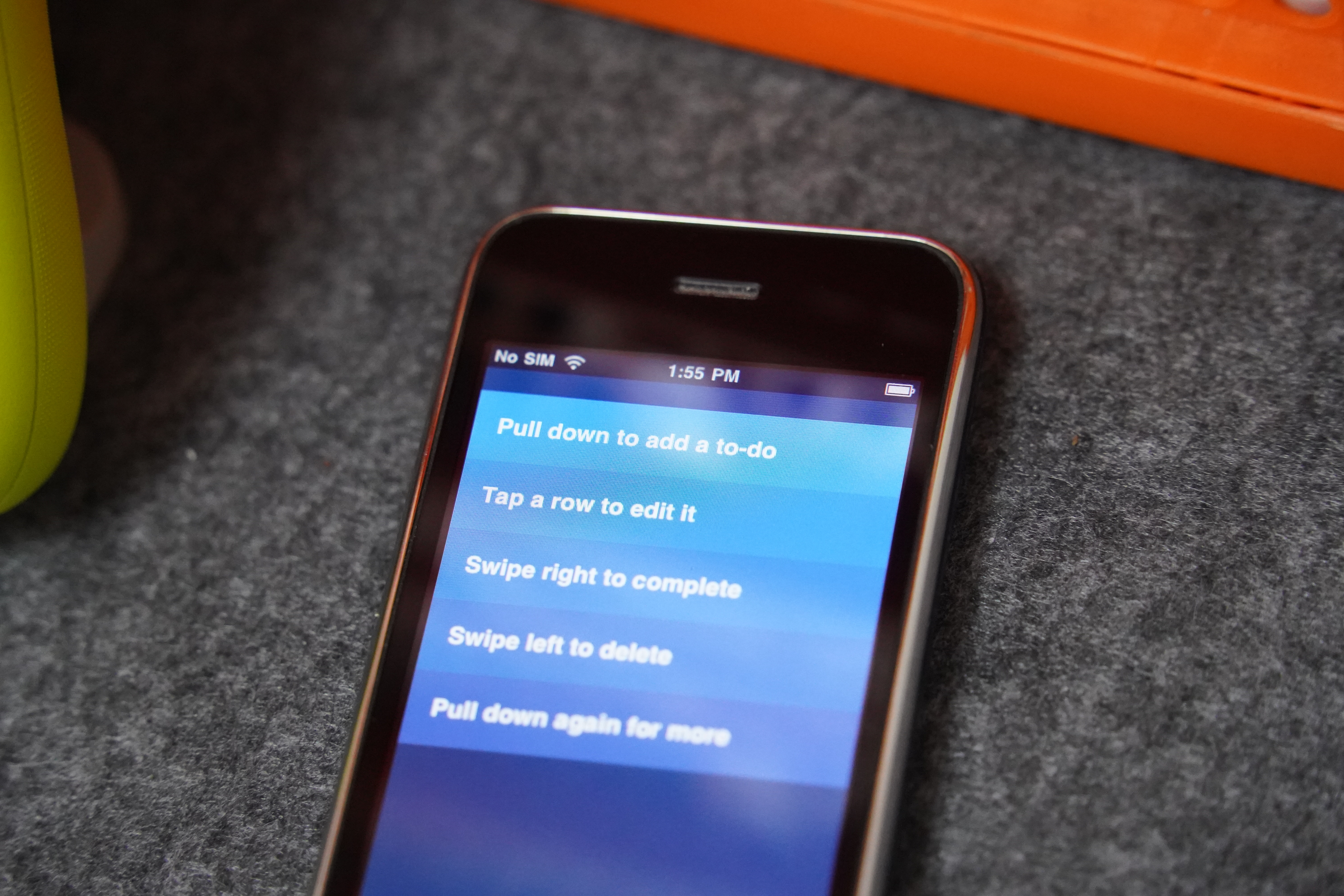 A blue to-do list running on the iPhone.