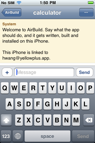 The project welcome message shows that the iPhone is linked to an account.